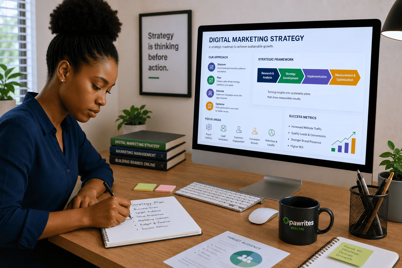 A digital marketing strategist at work